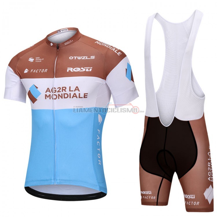 Abbigliamento ciclismo Ag2rla Manica Corta 2018 Blu e Bianco